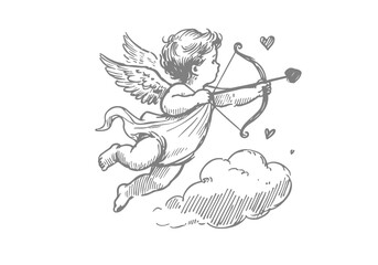 Cupid hand drawn sketch vector
