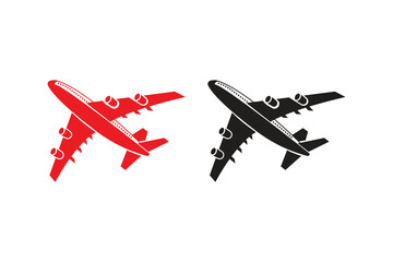 Airplane art silhouettes with white background and color version vector illustration 