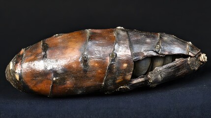 Detailed Closeup of a Brown Insect Chrysalis,  Nature Photography Macro Shot