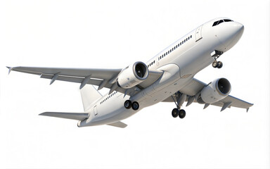 Fototapeta premium High detailed white airplane, 3d render on a white background, Airline Concept Travel Passenger plane.
