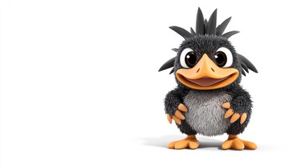 Naklejka premium Cute Fluffy Baby Bird Cartoon