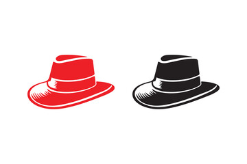 Hat art silhouettes with white background vector illustration with color version