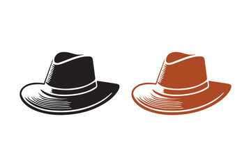 Hat art silhouettes with white background vector illustration with color version
