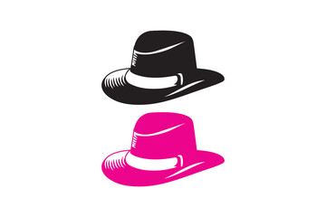Hat art silhouettes with white background vector illustration with color version