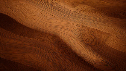 Fototapeta premium Rich brown wood grain swirls beautifully in undulating patterns.