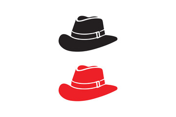 Hat art silhouettes with white background vector illustration with color version
