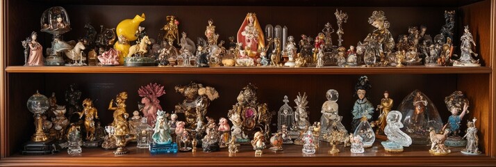 Fototapeta premium A cabinet filled with crystal figurines and rare collectibles