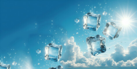 Ice Cubes Cool Summer Ice Drink Appliances Promotion Psd Layered Main Map Background, GENERATIVE AI
