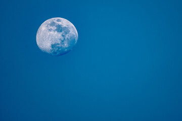 Moon rise just before sunset at day time in the city