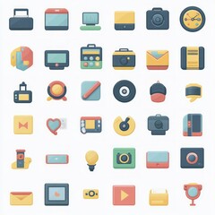 Fototapeta premium Collection of Flat Design Technology Icons for Digital Devices and Applications