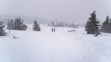 Karkonosze in winter in Poland. Winter mountain landscape...