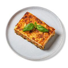 Moussaka, greek beef and eggplant dish, top view