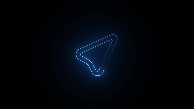 Glowing neon Navigation icon isolated on black background. HD Video motion graphic animation