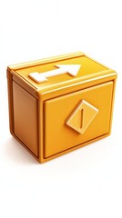 A Striking 3D Orange Box with Directional Arrow Symbol - Modern Geometric Design