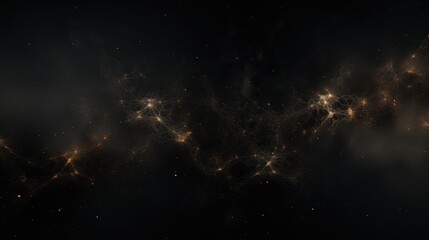 Obraz premium Abstract dark background with cosmic elements, featuring glowing particles and intricate connections that evoke the mysteries of the universe