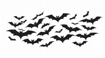 Fototapeta premium Spooky Halloween Flying Bats Silhouettes for Graphic Design Projects