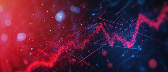Abstract visualization of data trends and connections in a digital space.