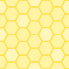 Vector honeycomb seamless pattern. Yellow hexagon print, honey background for fabric, textile, geometric wallpaper.