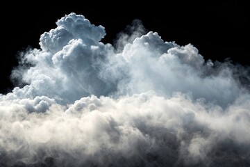 A Dramatic Cloudscape Against a Pitch Black Background  White and Gray Cumulus Clouds in Motion