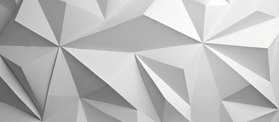 3D white angular wall texture with sharp triangular facets creating a modern geometric design, showcasing subtle shadows and highlights.