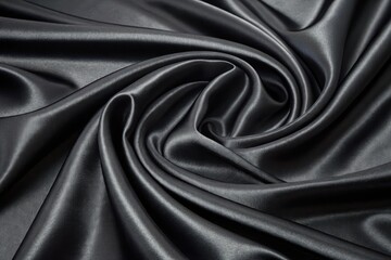 Fototapeta premium Dark Gray Satin Fabric Draped in Elegant Swirls and Curves