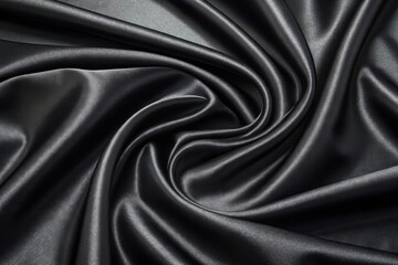 Obraz premium Dark Charcoal Draped Satin Fabric Texture Showing Elegant Swirls and Soft Sheen