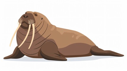 Playful Walrus Cartoon Animal Vector Design for Children's Illustrations