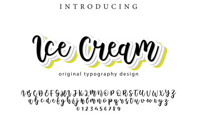 Ice Cream Font Stylish brush painted an uppercase vector letters, alphabet, typeface