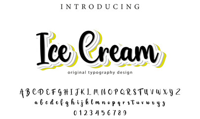 Ice Cream Font Stylish brush painted an uppercase vector letters, alphabet, typeface