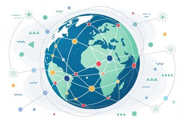 Obraz premium Global Network Connections A Visual Representation of Worldwide Interconnectivity