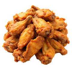 Pile of crispy wing isolated on transparent background