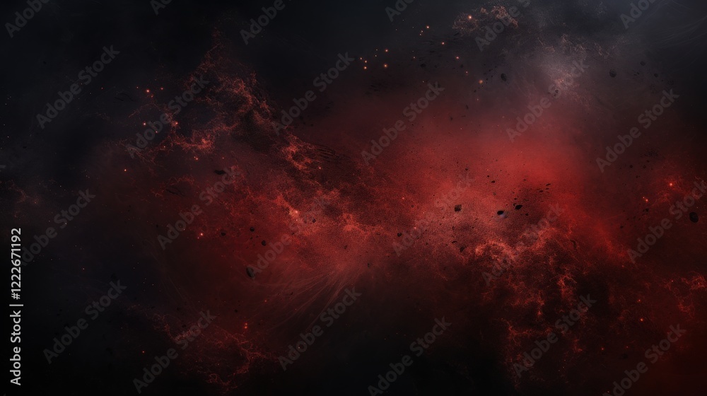 Poster dark abstract red background with dynamic textures and vivid colors evoking a mysterious and intrigu