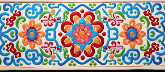 Colorful traditional Korean wrapping cloth featuring intricate floral patterns in red, blue, green, and orange on a cream background.