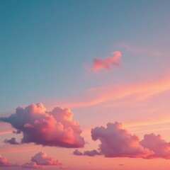 Fototapeta premium Clouds drift lazily across a pink and orange sky at dusk, sky, gentle