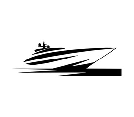 Vector Illustration of a yacht with lines drawing for logo,icon, black and white	