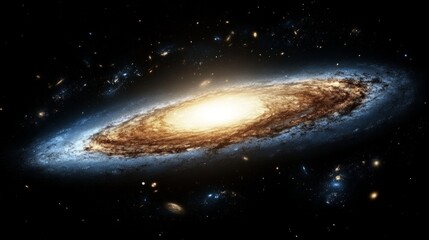 The Birth of a Galaxy: A Newborn Bright White Star at the Center of a Rotating Galaxy, Emitting Strong Energy and Shining Across the Cosmos, Surrounded by Swirling Cosmic Dust.