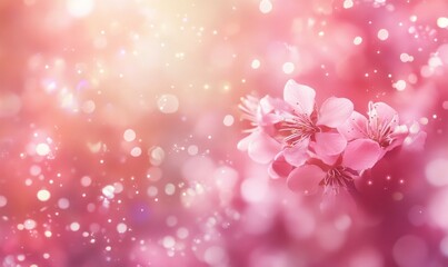 flowering spring cherry tree close-up and light bokeh