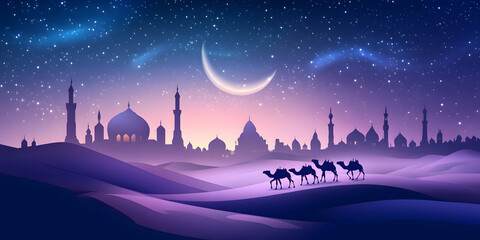 Fototapeta premium ramadan Kareem, Ramadan crescent moon, Eid Mubarak Islamic festival social media banner and Eid Mubarak Post Template, islam 