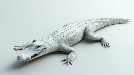 Fototapeta premium Crocodile lying on a plain white surface