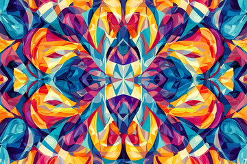 Vibrant geometric abstract pattern with colorful shapes creating a lively visual experience