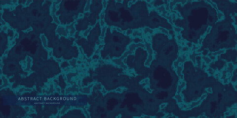 Points in noisy chaotic  texture. Abstract green dots on dark background. Technology cyberspace concept.