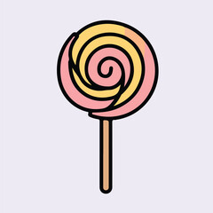 A colorful lollipop on a stick in a cartoon style vector illustration 