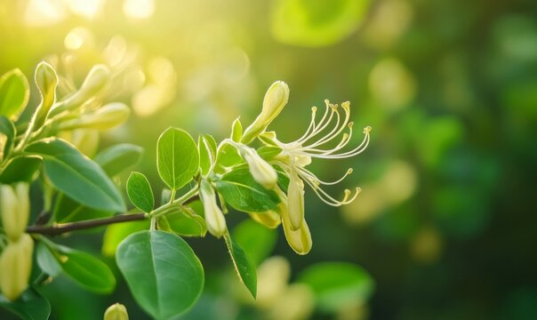 Green leaves background, evergreen shrub from the honeysuckle family, lonicera nitida