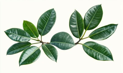 Fototapeta premium Green leaves of rubber plant (Ficus elastica)