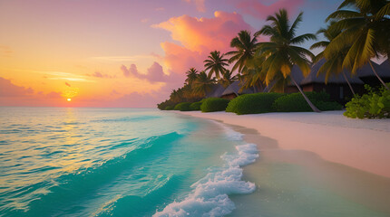 sunset over the beach