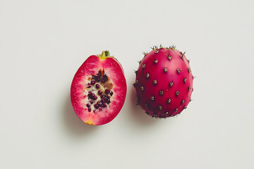 Colorful Prickly Pear Halves Displayed on White Background design