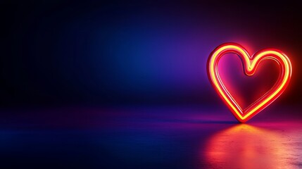 Digital artwork of a glowing red heart symbol with a sale banner, abstract design, warm gradient background, vibrant tones