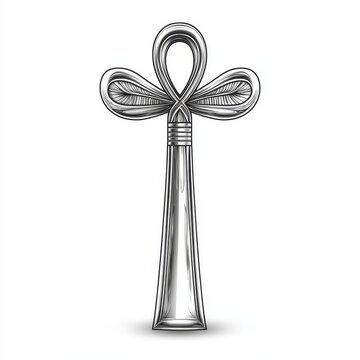 recommend clip art: An Egyptian ankh symbol depicted in a minimalist, continuous line style on a plain white background