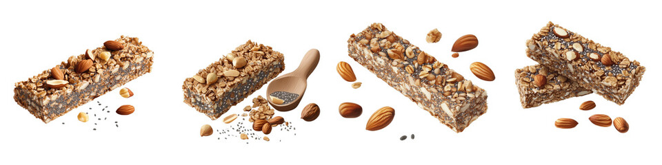 Illustration of Granola Bars in Vector Style with Nuts and Seeds Featuring Stitched Elements for Healthy Eating Lifestyle