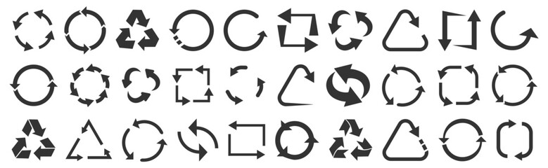 Black recycle arrows. Eco recycling arrows icon. Vector illustration